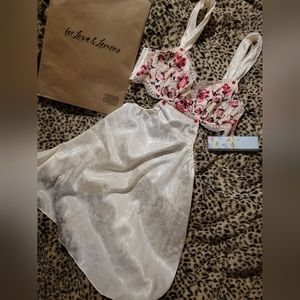 For Love And Lemons White and Pink Floral Intimate Dress